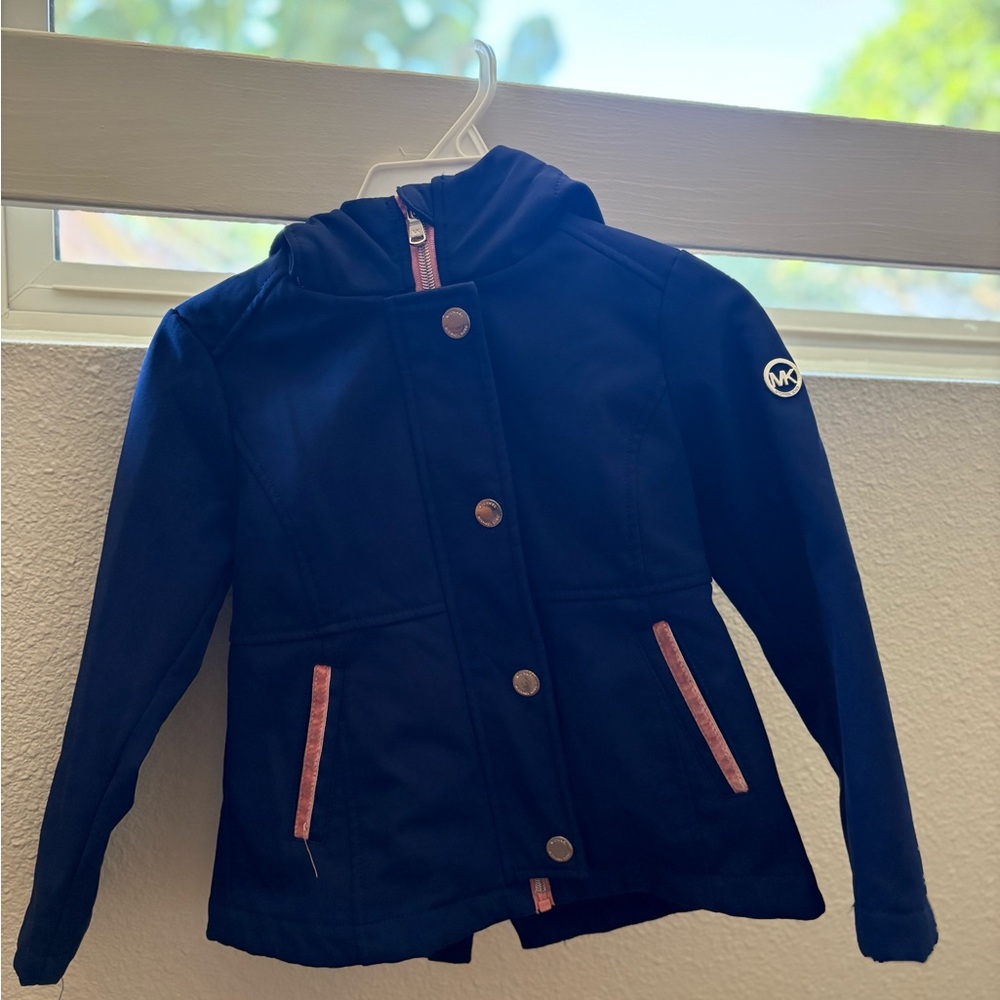 Michael Kors Kids Dark Blue Jacket with Pink Details